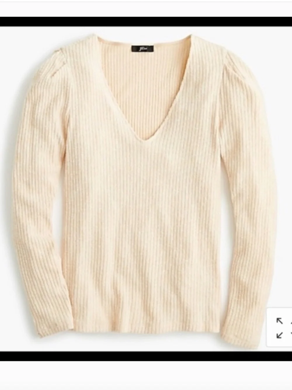 J. Crew Puff-Sleeve V-Neck Top In Soft Rib, XL